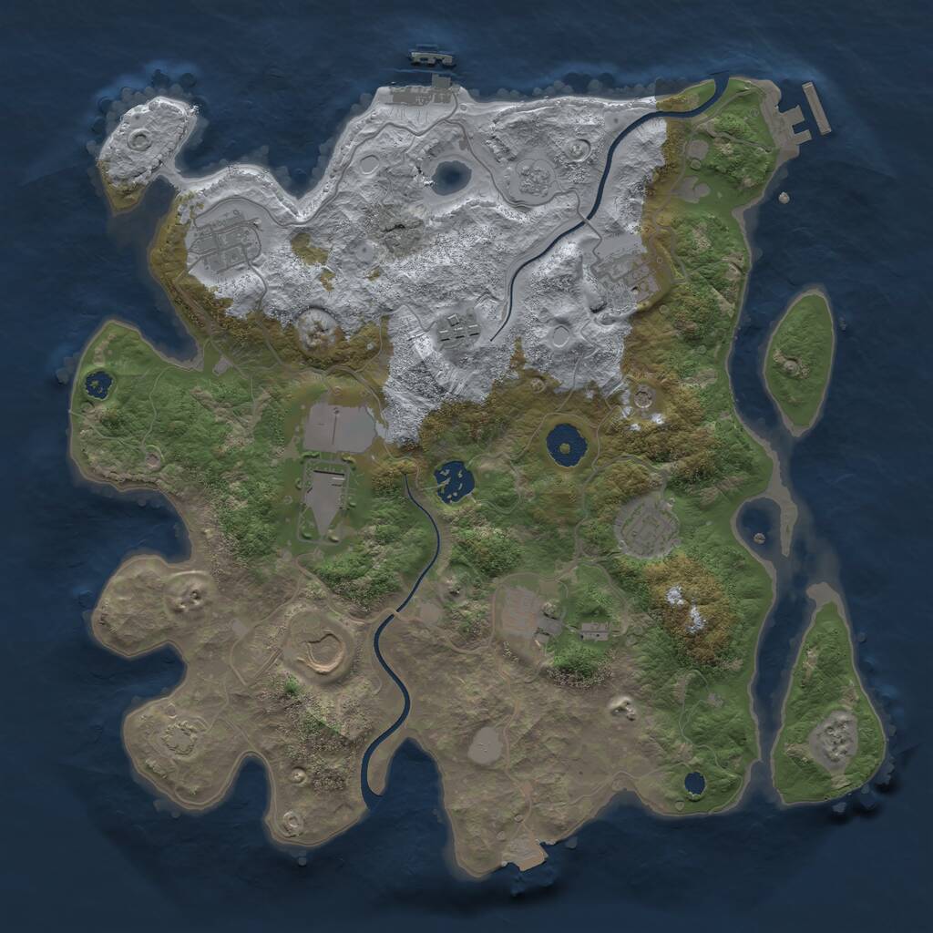 Rust Map: Procedural Map, Size: 3500, Seed: 9833, 14 Monuments