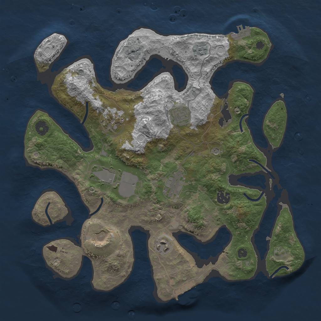 Rust Map: Procedural Map, Size: 3500, Seed: 9833, 16 Monuments