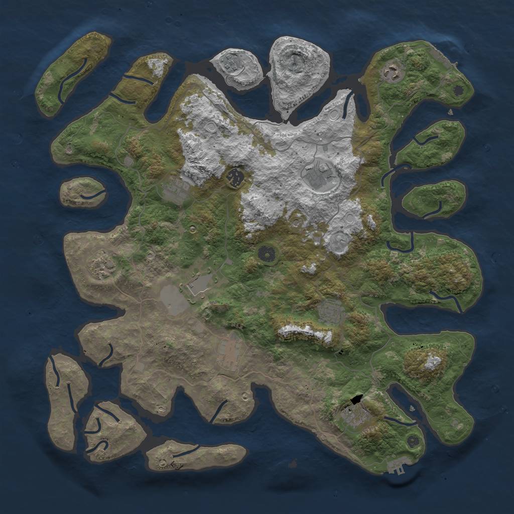 Rust Map: Procedural Map, Size: 4500, Seed: 1291575775, 18 Monuments