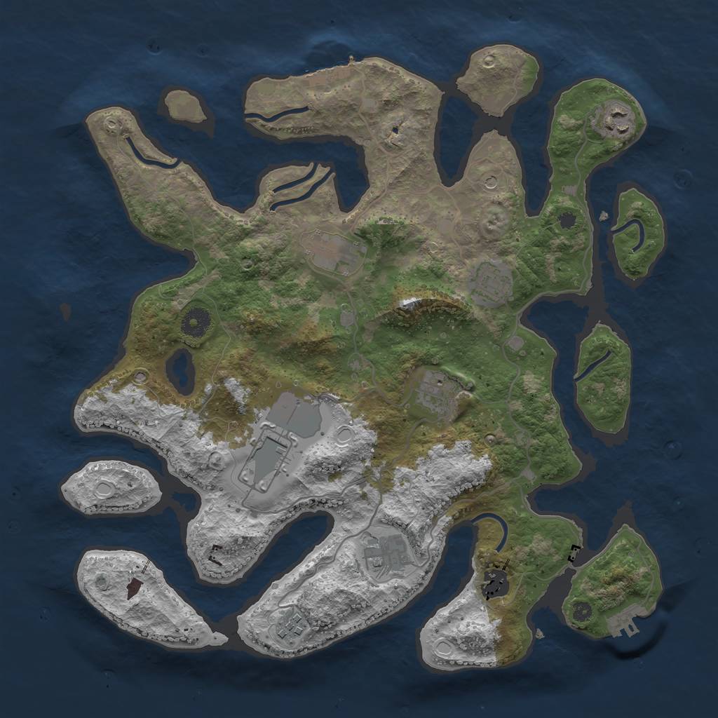 Rust Map: Procedural Map, Size: 3700, Seed: 21330, 16 Monuments