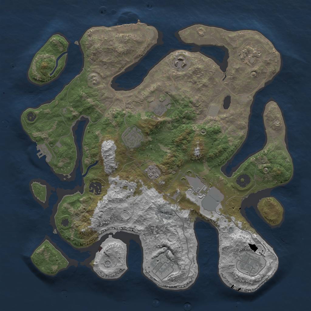 Rust Map: Procedural Map, Size: 3502, Seed: 29764255, 17 Monuments