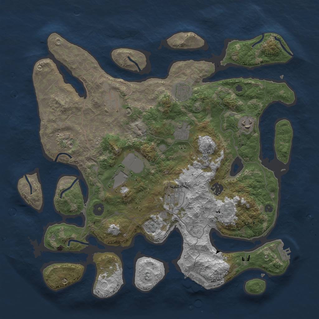 Rust Map: Procedural Map, Size: 4000, Seed: 1235545854, 17 Monuments