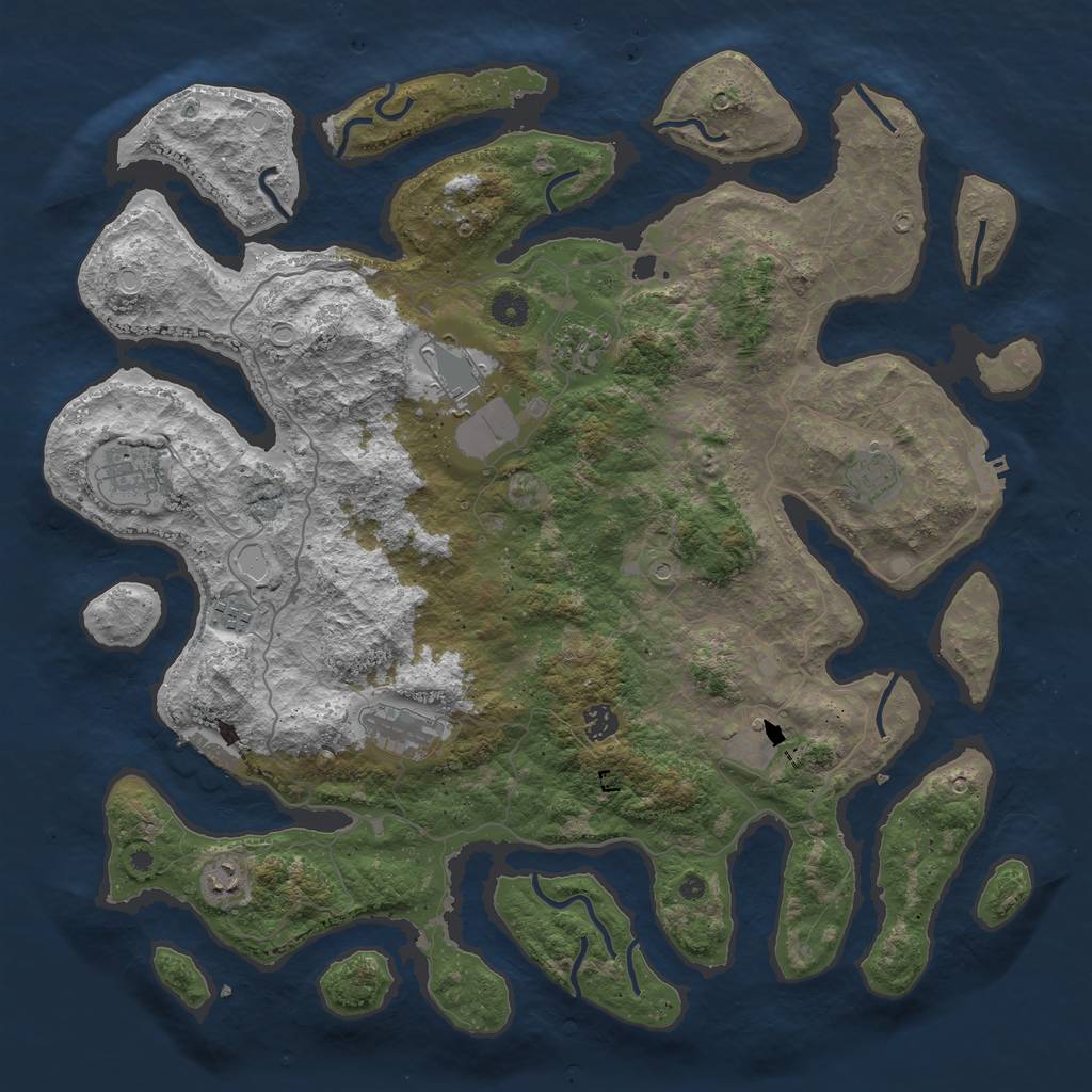 Rust Map: Procedural Map, Size: 4500, Seed: 1051006001, 17 Monuments