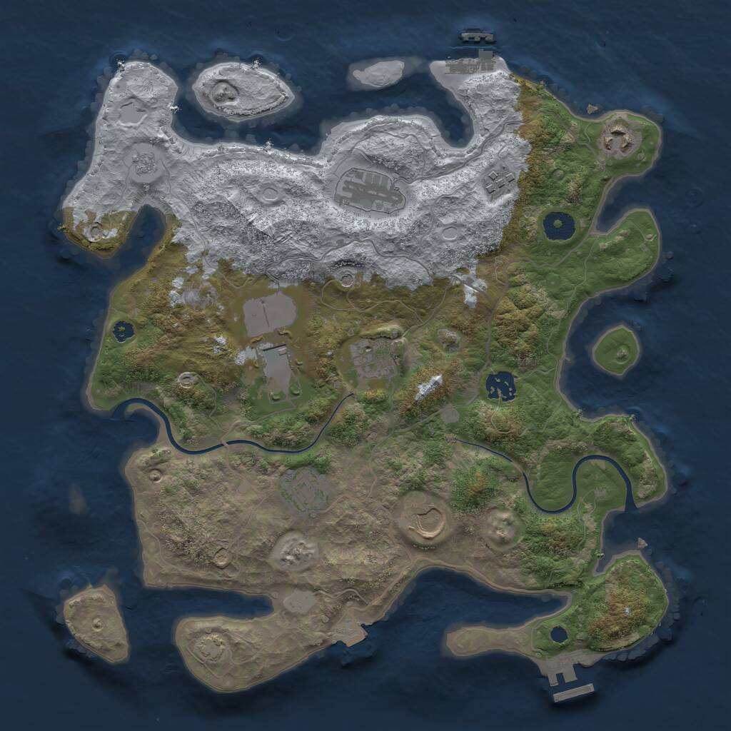 Rust Map: Procedural Map, Size: 3600, Seed: 235342, 14 Monuments