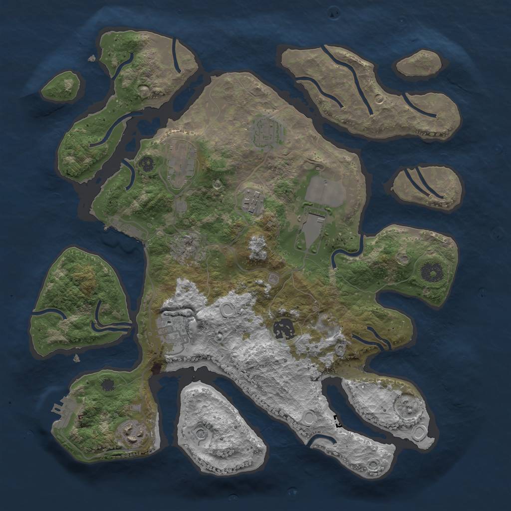 Rust Map: Procedural Map, Size: 3500, Seed: 1866265633, 15 Monuments