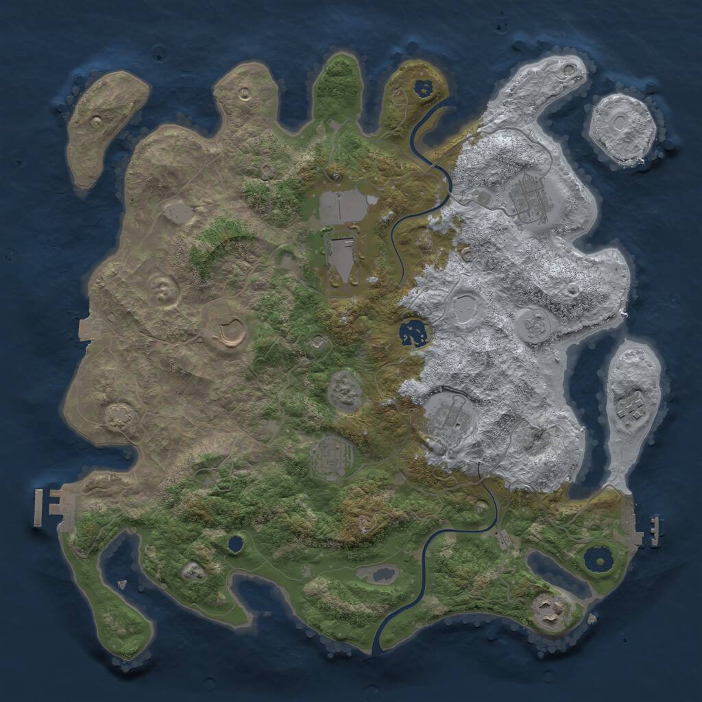 Rust Map: Procedural Map, Size: 3750, Seed: 28804, 14 Monuments