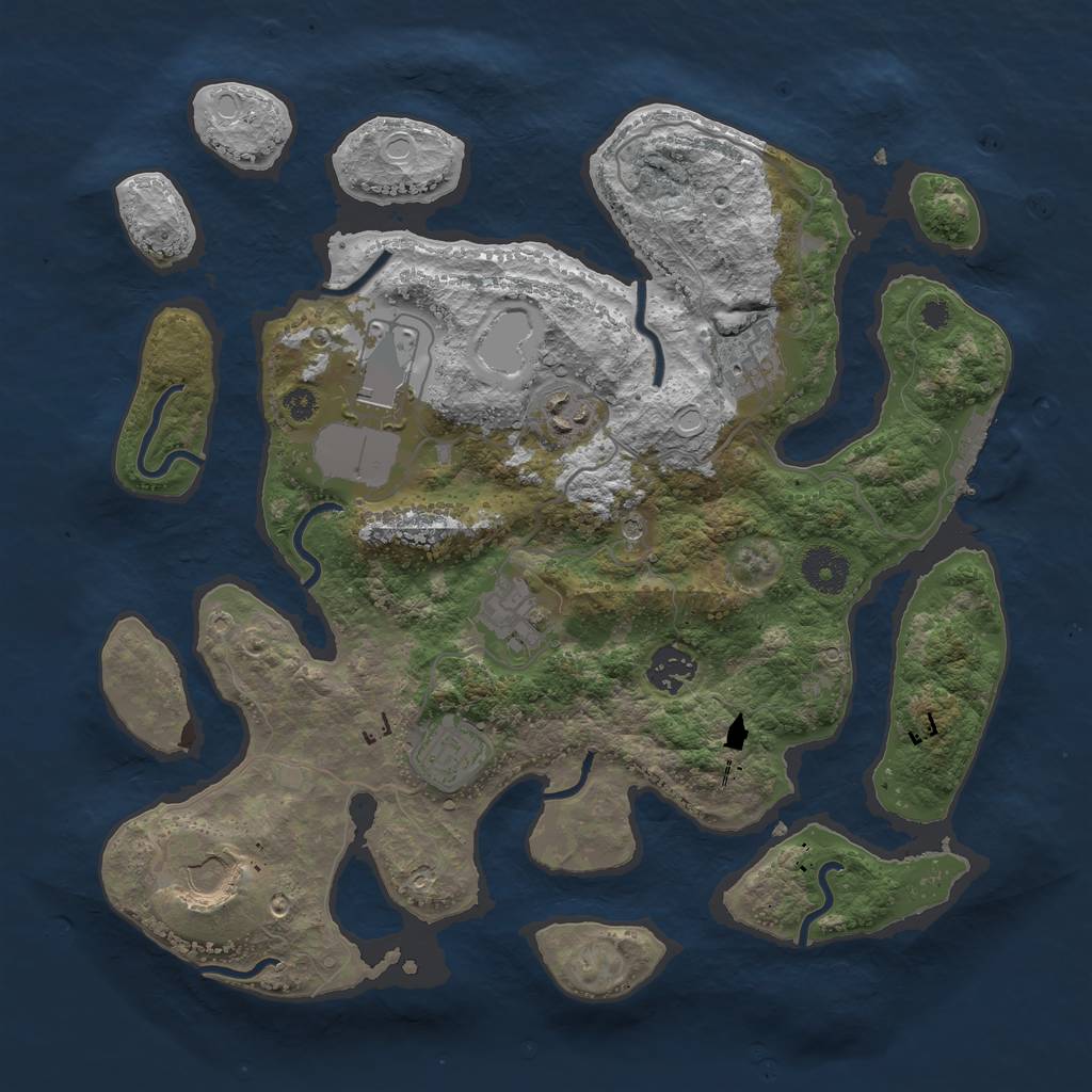 Rust Map: Procedural Map, Size: 3500, Seed: 1310, 14 Monuments