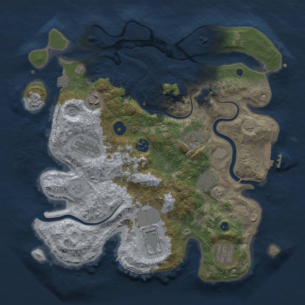 Rust Map: Procedural Map, Size: 3500, Seed: 599814154, 13 Monuments