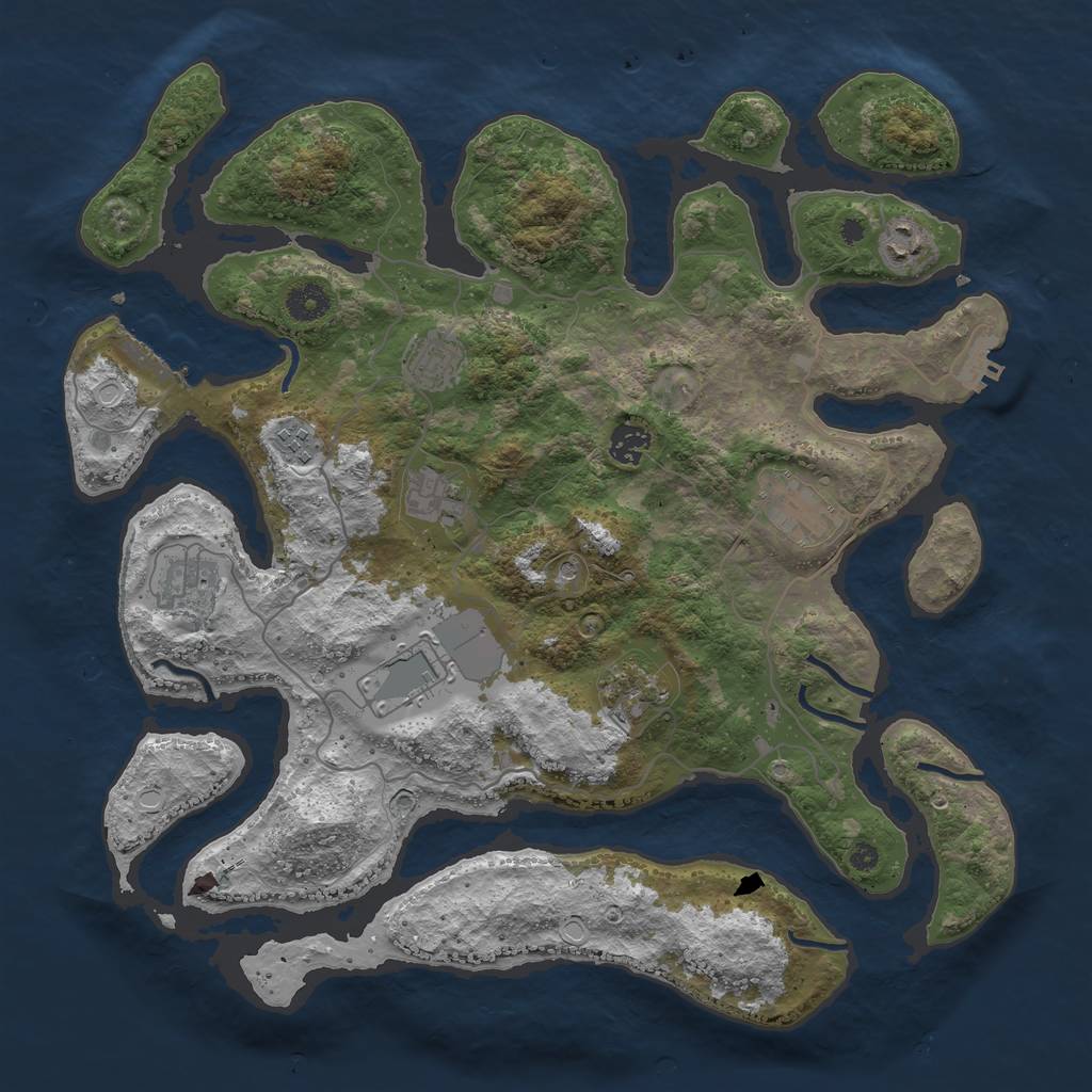 Rust Map: Procedural Map, Size: 4000, Seed: 48122452, 17 Monuments
