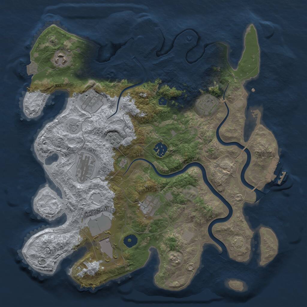 Rust Map: Procedural Map, Size: 3500, Seed: 458139589, 13 Monuments