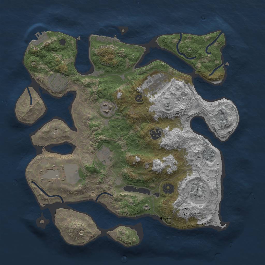 Rust Map: Procedural Map, Size: 3500, Seed: 288814311, 16 Monuments
