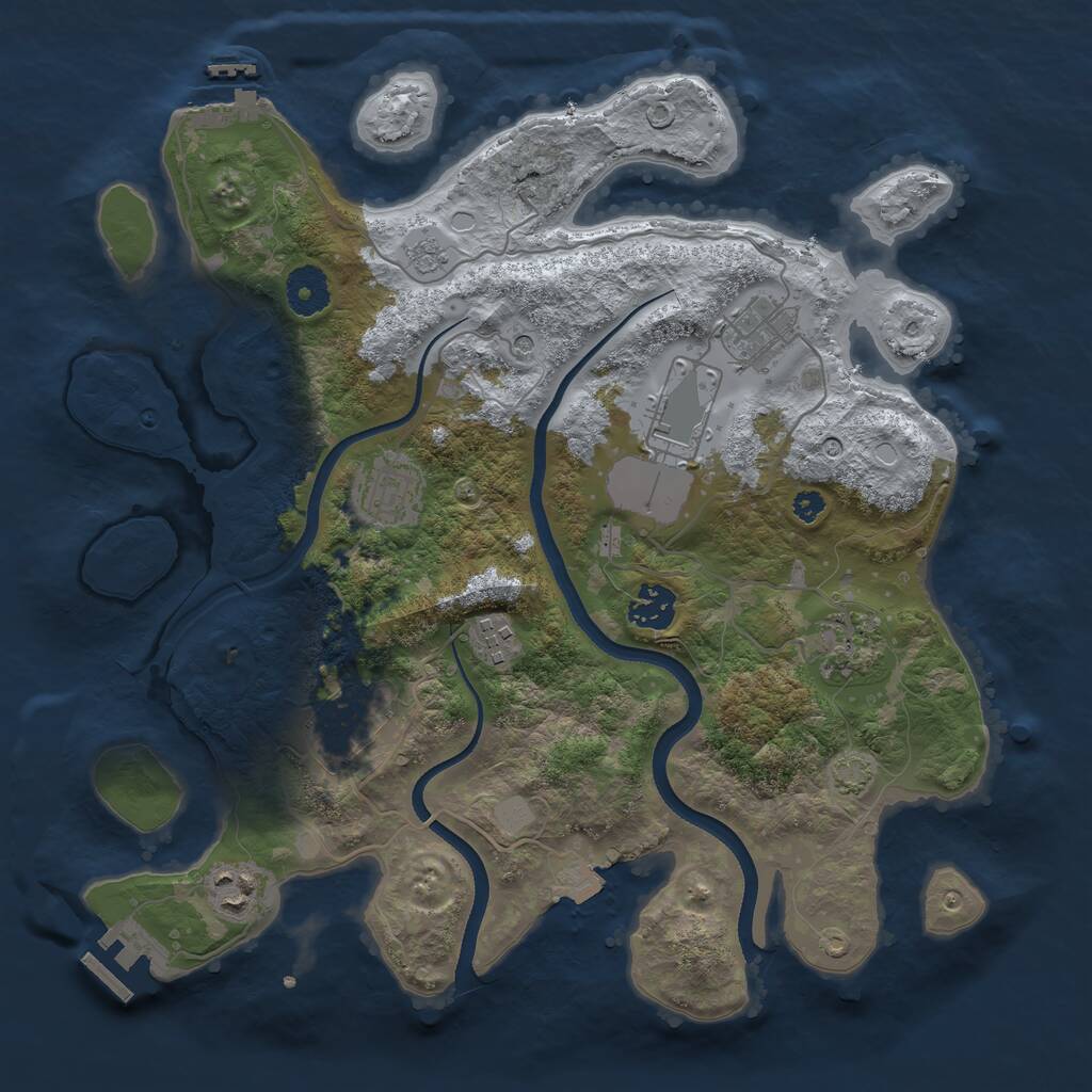 Rust Map: Procedural Map, Size: 3500, Seed: 45746, 14 Monuments