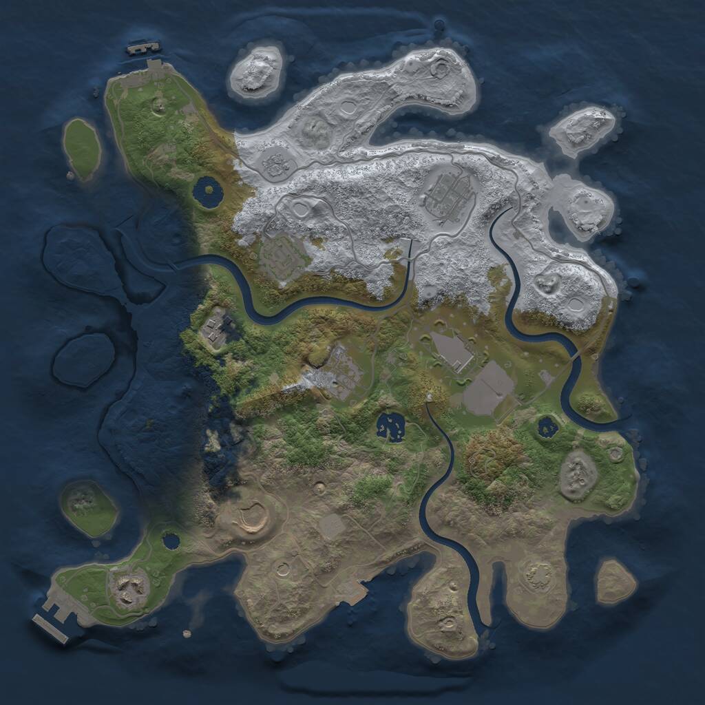 Rust Map: Procedural Map, Size: 3500, Seed: 45746, 14 Monuments