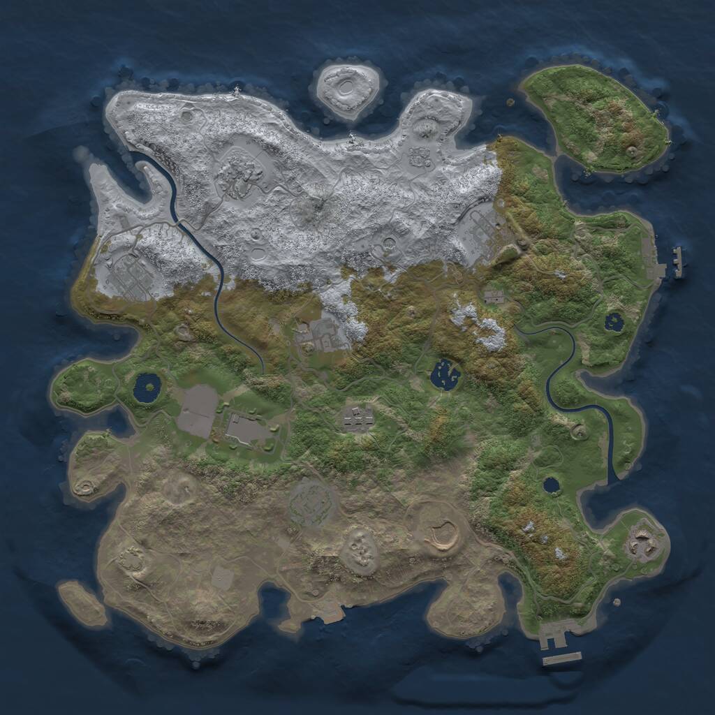 Rust Map: Procedural Map, Size: 3700, Seed: 1399121229, 16 Monuments