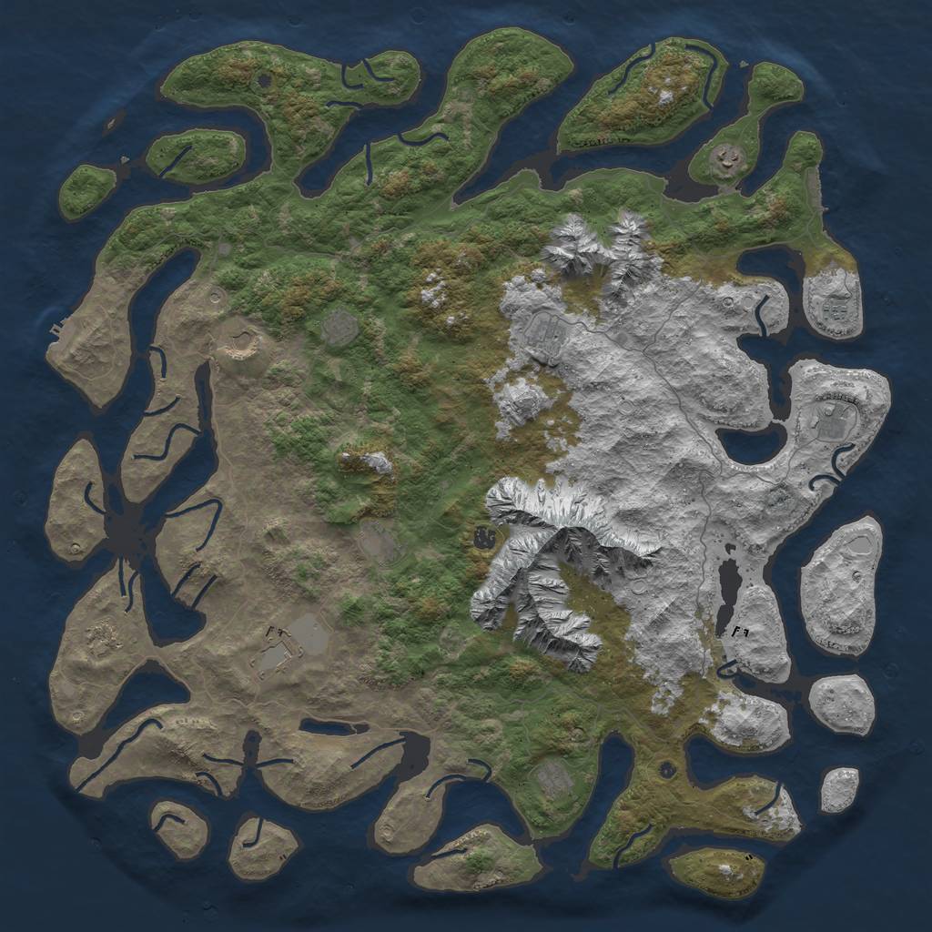 Rust Map: Procedural Map, Size: 6000, Seed: 113064426, 19 Monuments