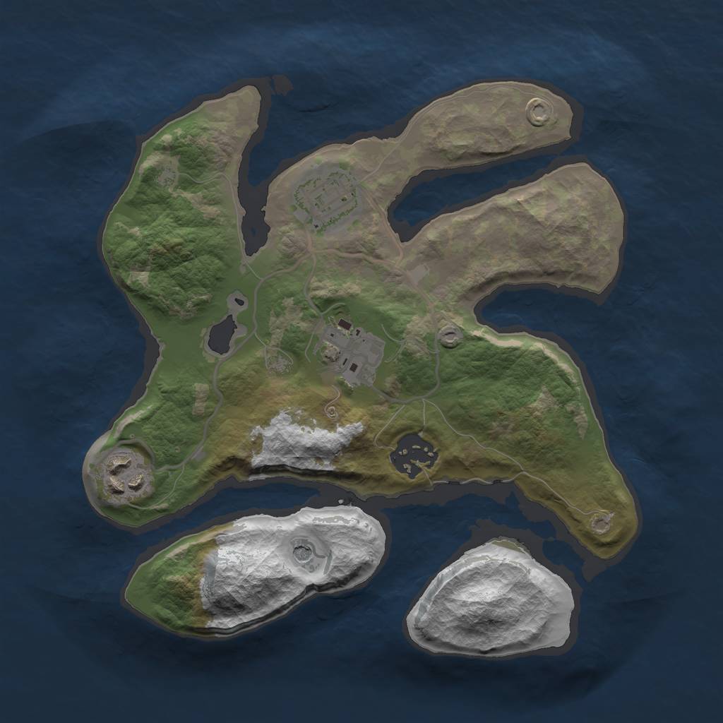 Rust Map: Barren, Size: 2500, Seed: 264097, 7 Monuments