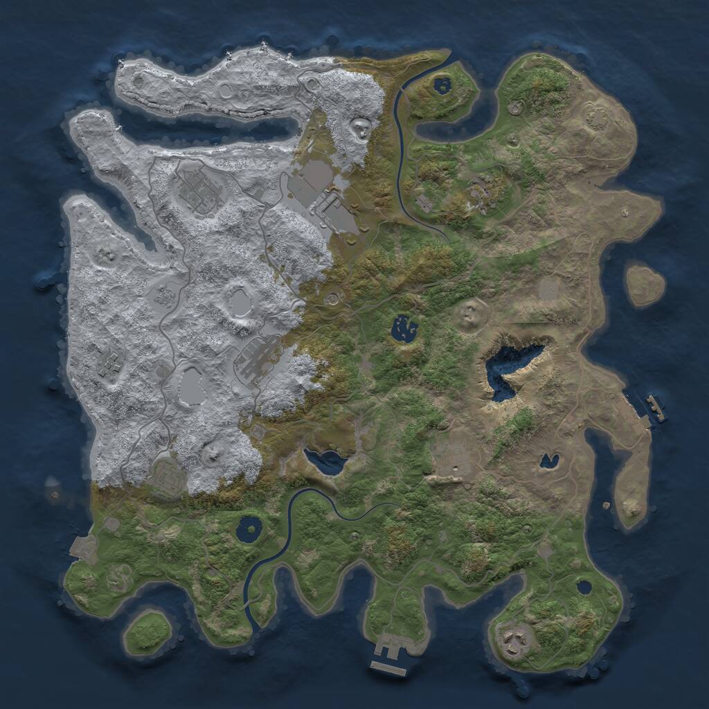 Rust Map: Procedural Map, Size: 4000, Seed: 1690694329, 15 Monuments