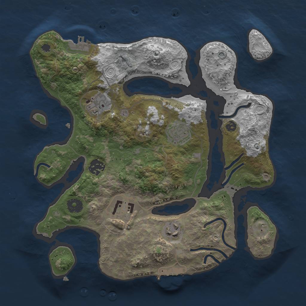 Rust Map: Procedural Map, Size: 3000, Seed: 765943, 12 Monuments