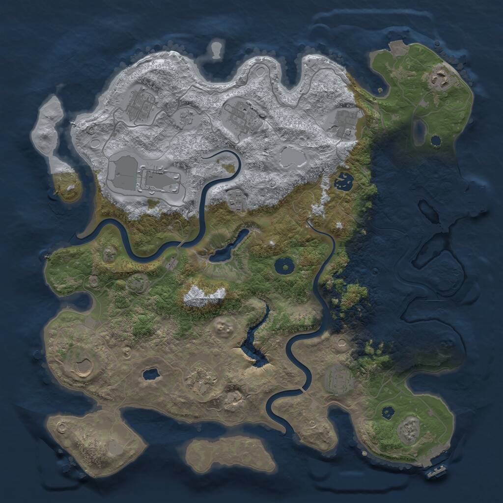 Rust Map: Procedural Map, Size: 4000, Seed: 342894889, 16 Monuments