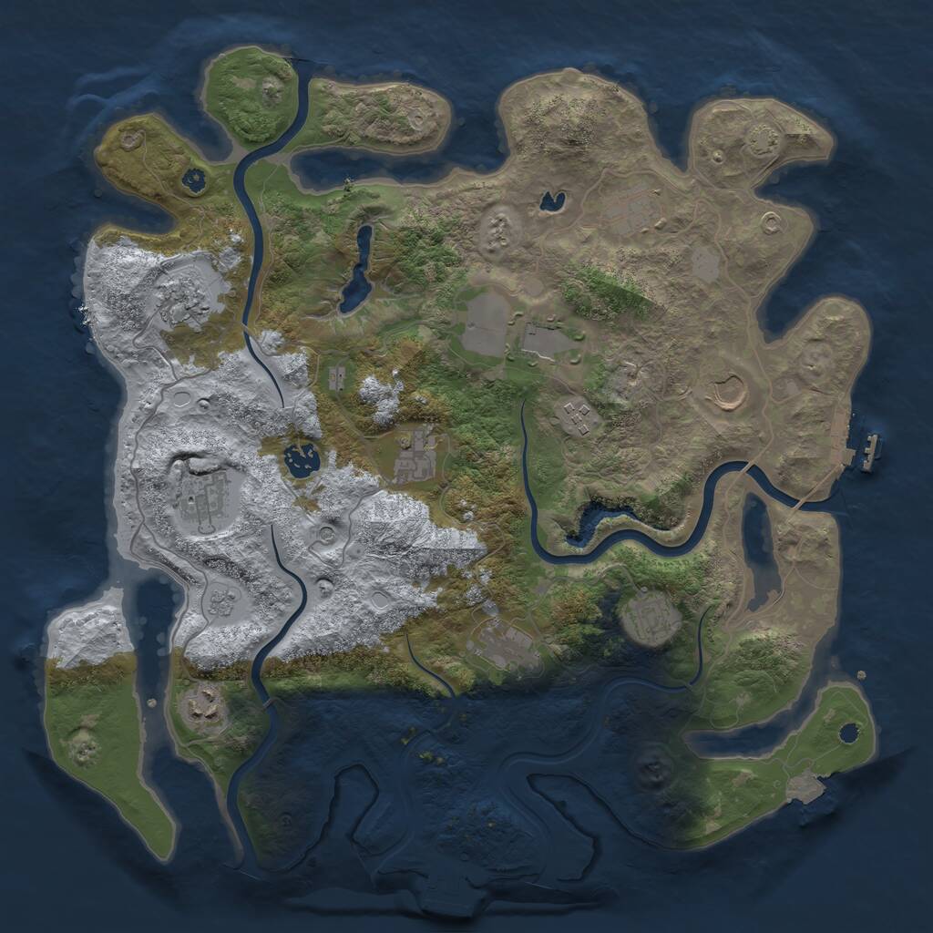 Rust Map: Procedural Map, Size: 4000, Seed: 724749, 17 Monuments
