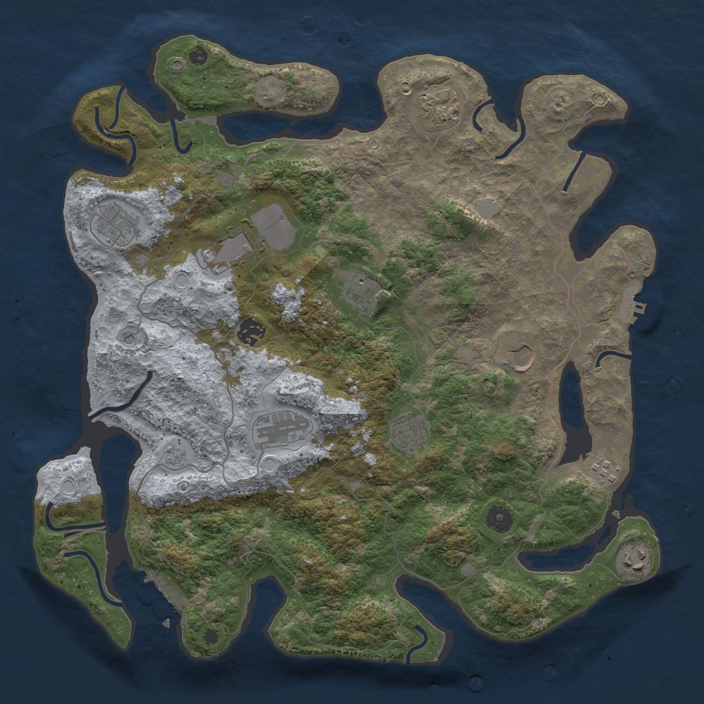 Rust Map: Procedural Map, Size: 4000, Seed: 724749, 17 Monuments