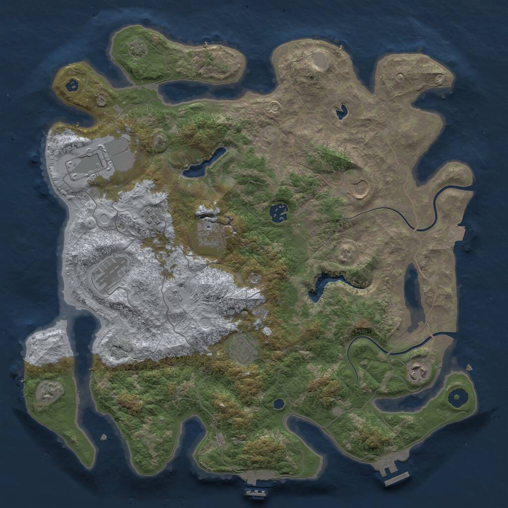 Rust Map: Procedural Map, Size: 4000, Seed: 724749, 14 Monuments