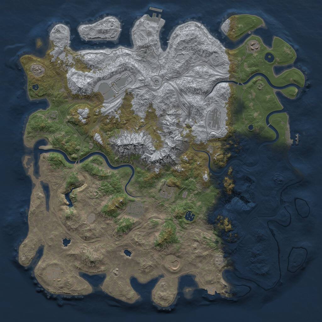 Rust Map: Procedural Map, Size: 5000, Seed: 561253, 16 Monuments