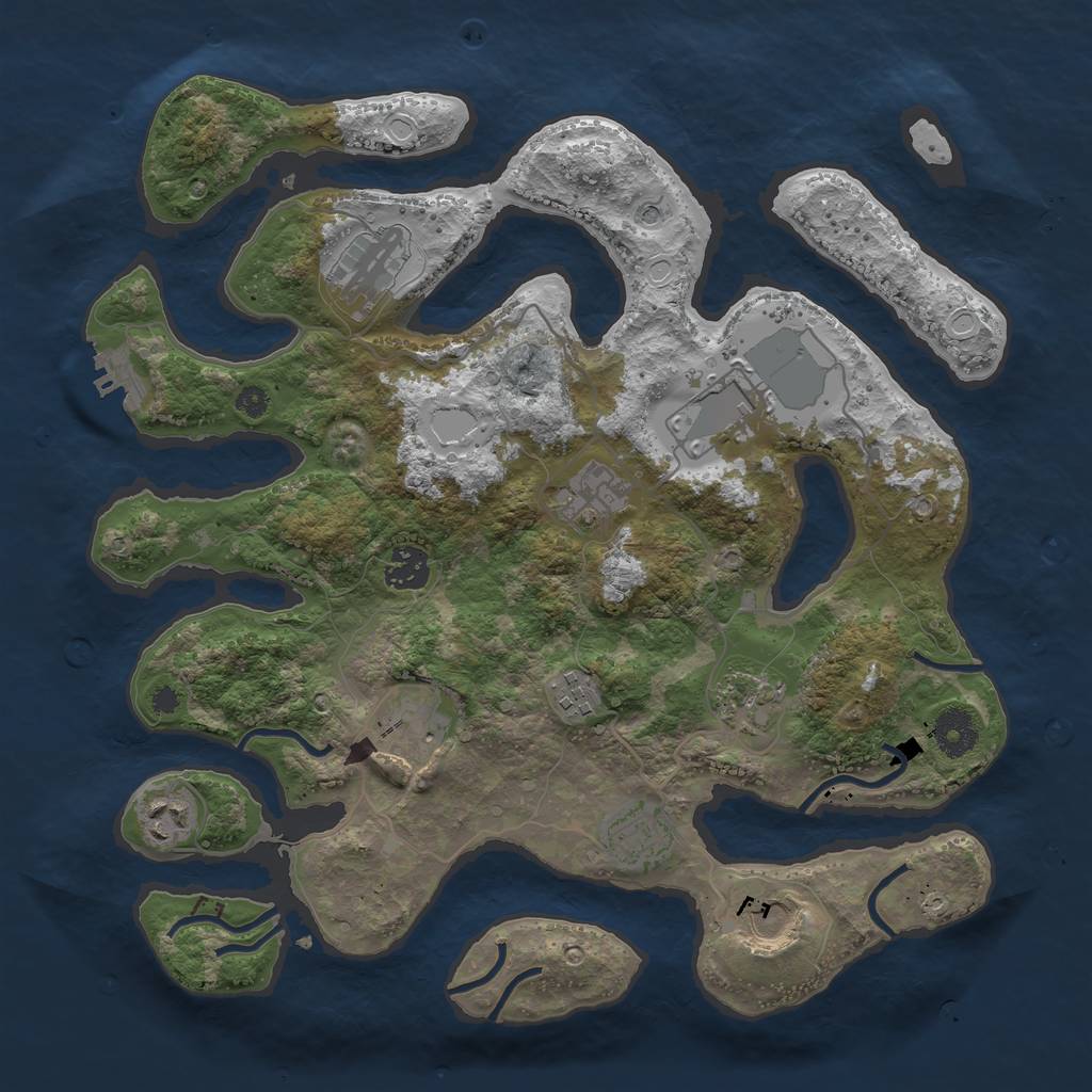 Rust Map: Procedural Map, Size: 3600, Seed: 506999802, 17 Monuments