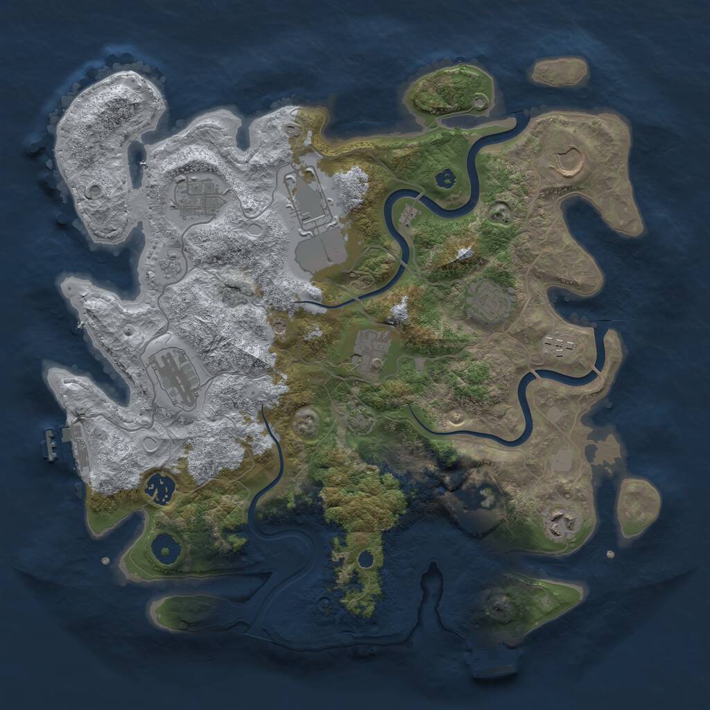 Rust Map: Procedural Map, Size: 3650, Seed: 541333599, 16 Monuments