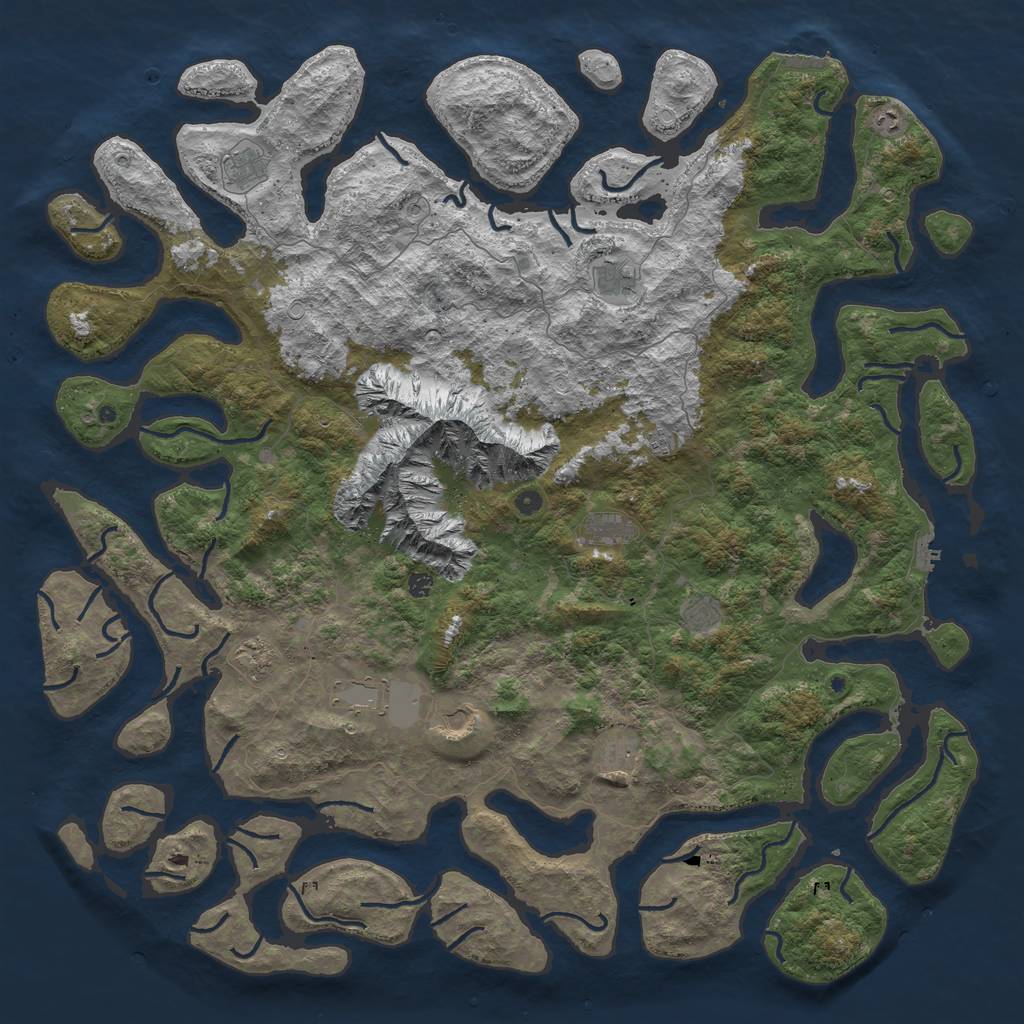 Rust Map: Procedural Map, Size: 6000, Seed: 450145650, 19 Monuments