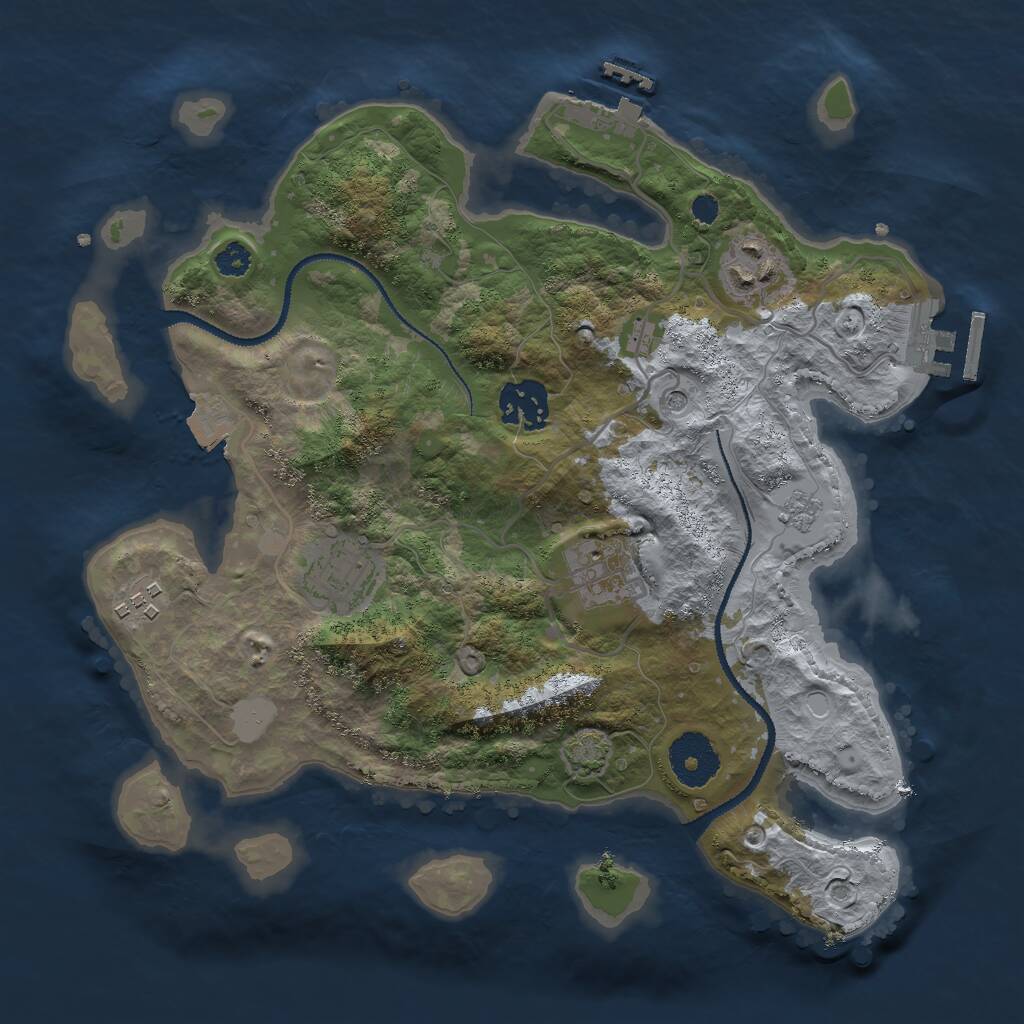Rust Map: Procedural Map, Size: 3000, Seed: 33962264, 11 Monuments