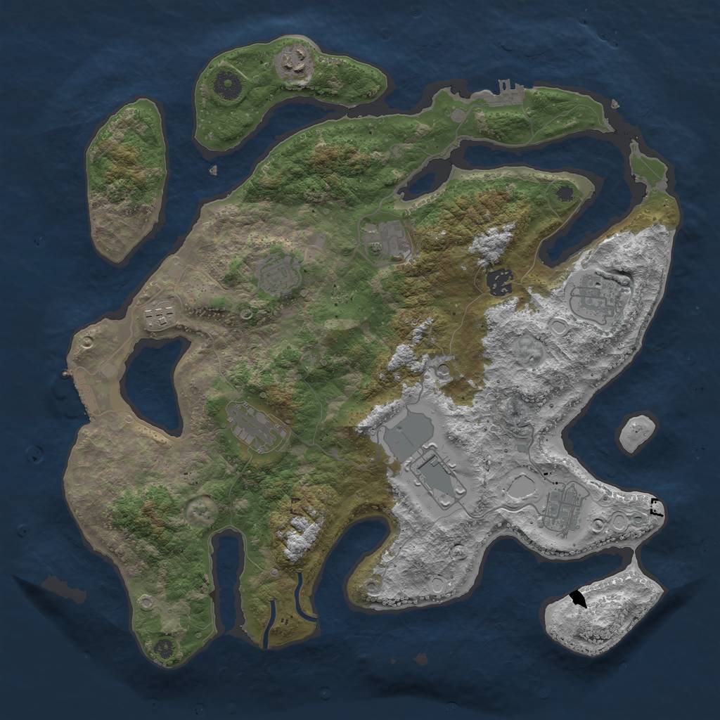 Rust Map: Procedural Map, Size: 3850, Seed: 11598, 17 Monuments