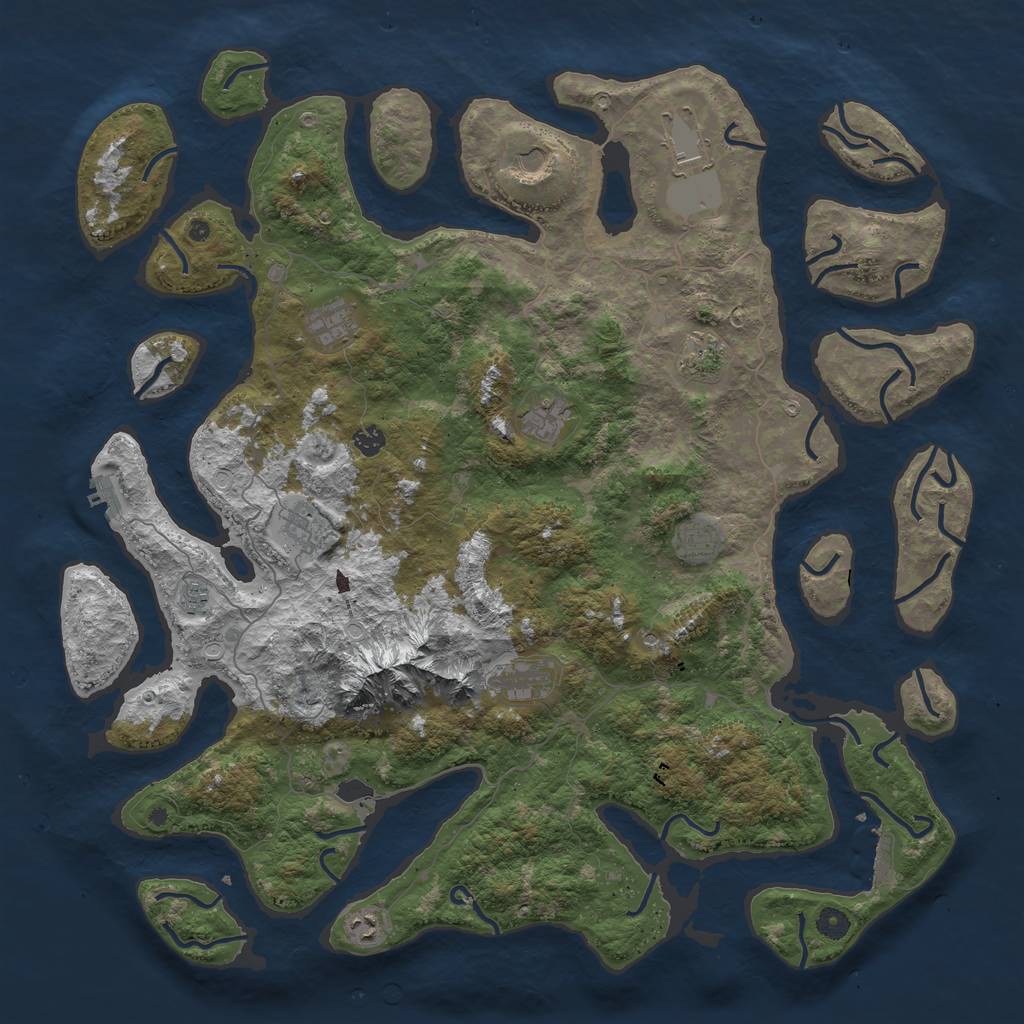 Rust Map: Procedural Map, Size: 5000, Seed: 708395144, 19 Monuments