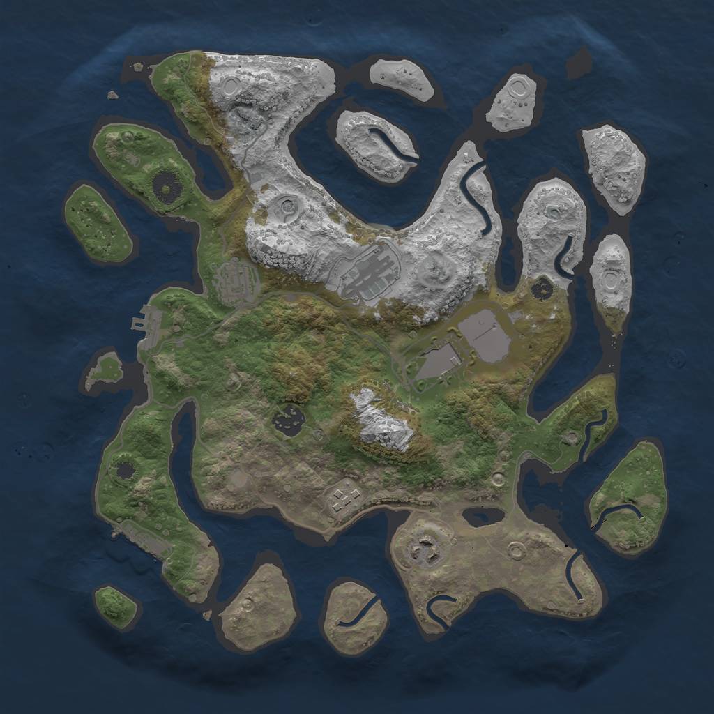 Rust Map: Procedural Map, Size: 3500, Seed: 234645, 14 Monuments