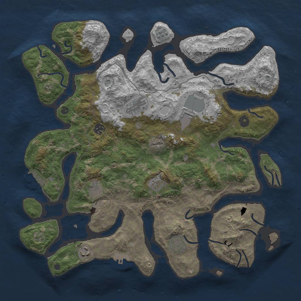 Rust Map: Procedural Map, Size: 4100, Seed: 133, 16 Monuments