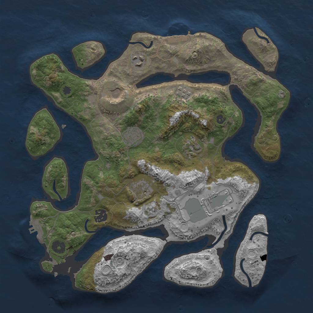 Rust Map: Procedural Map, Size: 3500, Seed: 488004127, 16 Monuments
