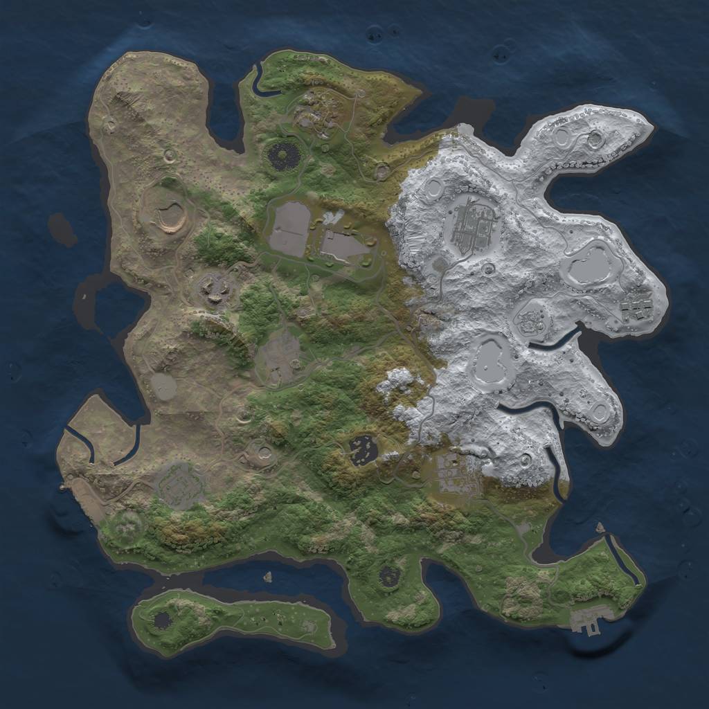 Rust Map: Procedural Map, Size: 3500, Seed: 592418021, 19 Monuments
