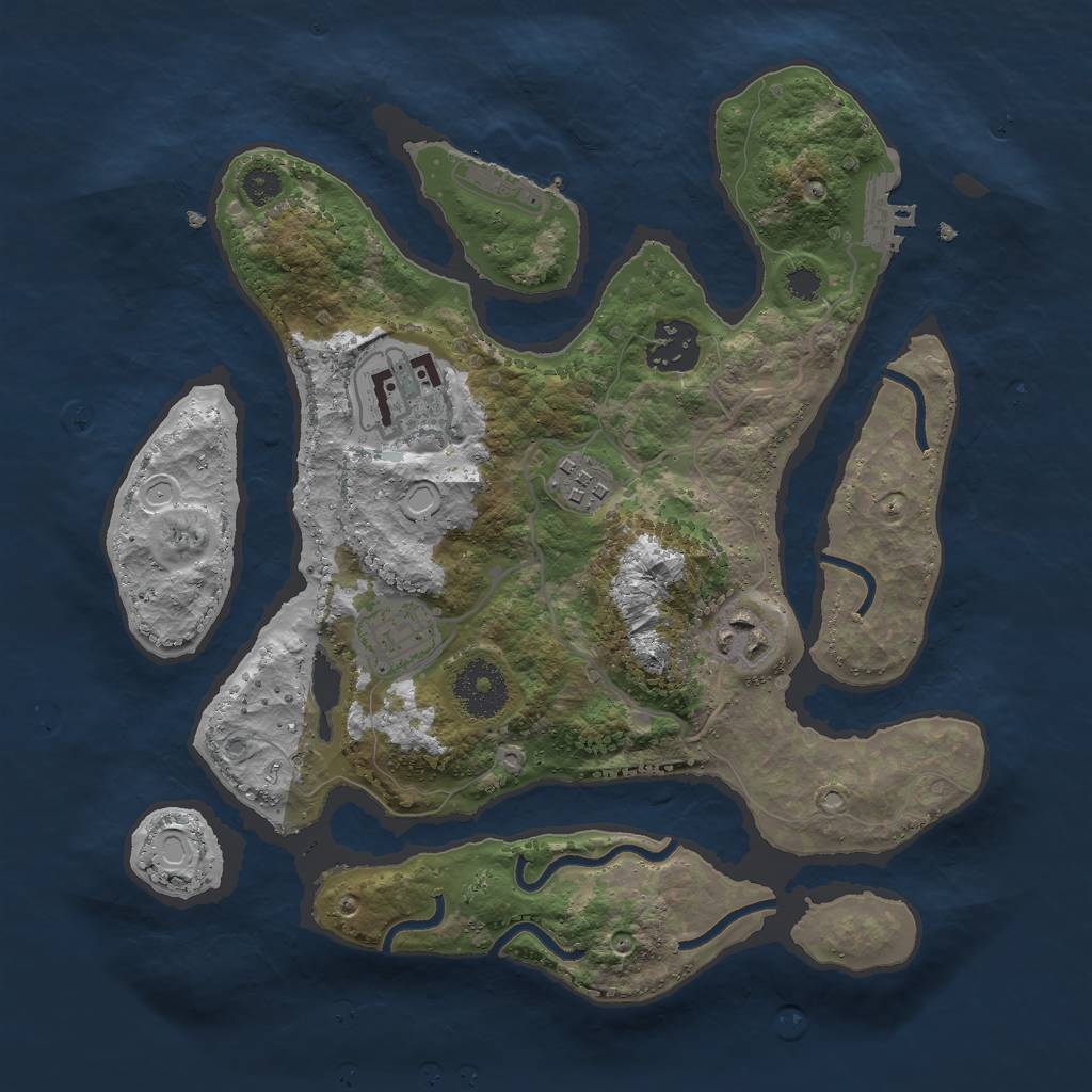 Rust Map: Procedural Map, Size: 3000, Seed: 42912, 12 Monuments