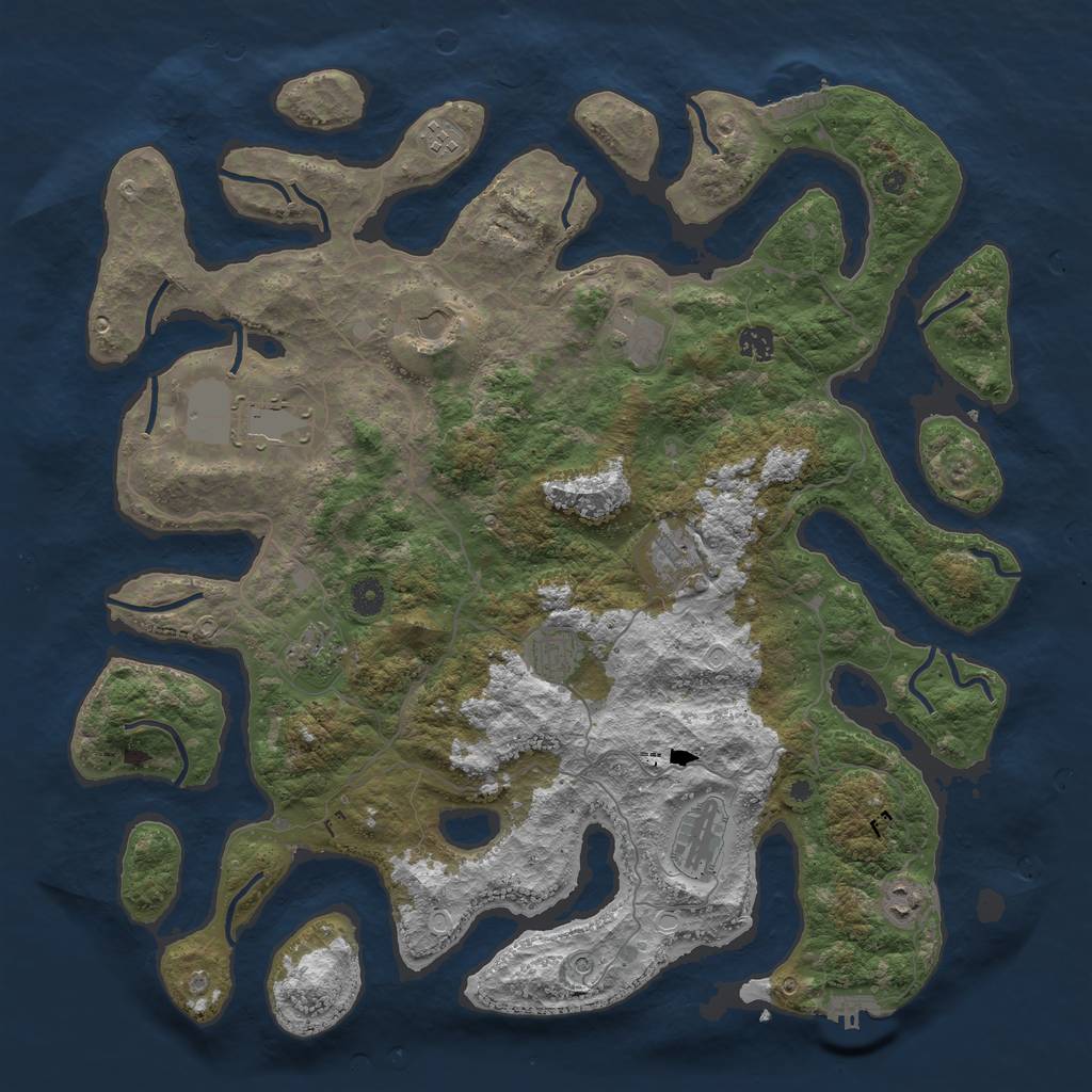 Rust Map: Procedural Map, Size: 4500, Seed: 1180382269, 18 Monuments