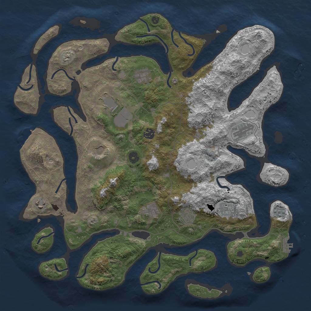 Rust Map: Procedural Map, Size: 4250, Seed: 1064683142, 18 Monuments