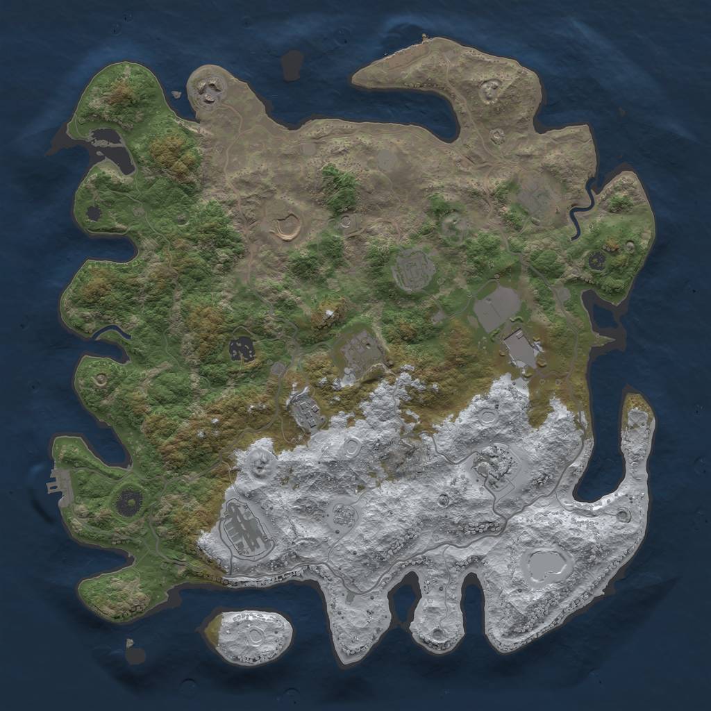 Rust Map: Procedural Map, Size: 4000, Seed: 1832173093, 19 Monuments