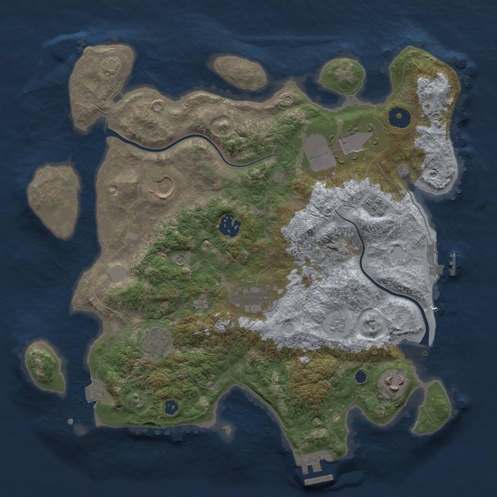 Rust Map: Procedural Map, Size: 3500, Seed: 619443, 13 Monuments