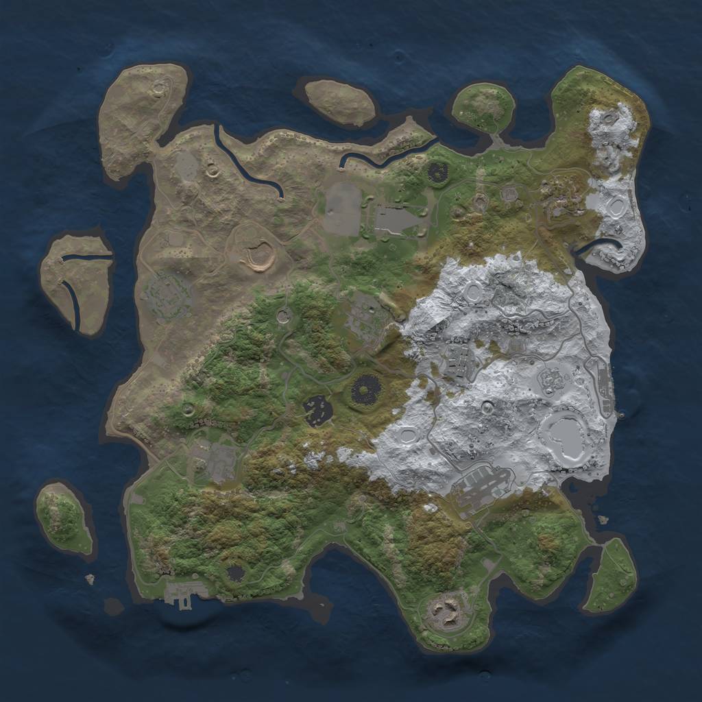 Rust Map: Procedural Map, Size: 3500, Seed: 619443, 19 Monuments