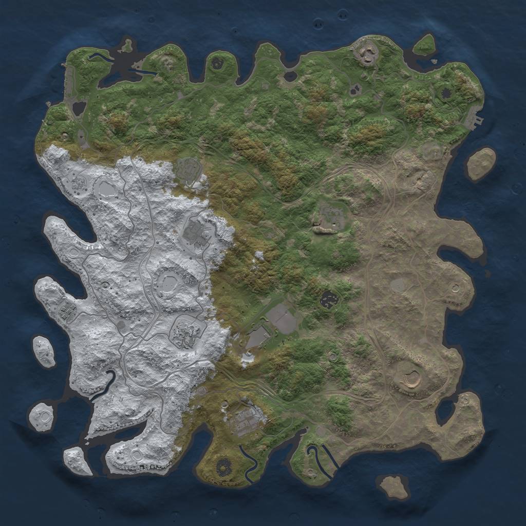 Rust Map: Procedural Map, Size: 4500, Seed: 40608, 19 Monuments