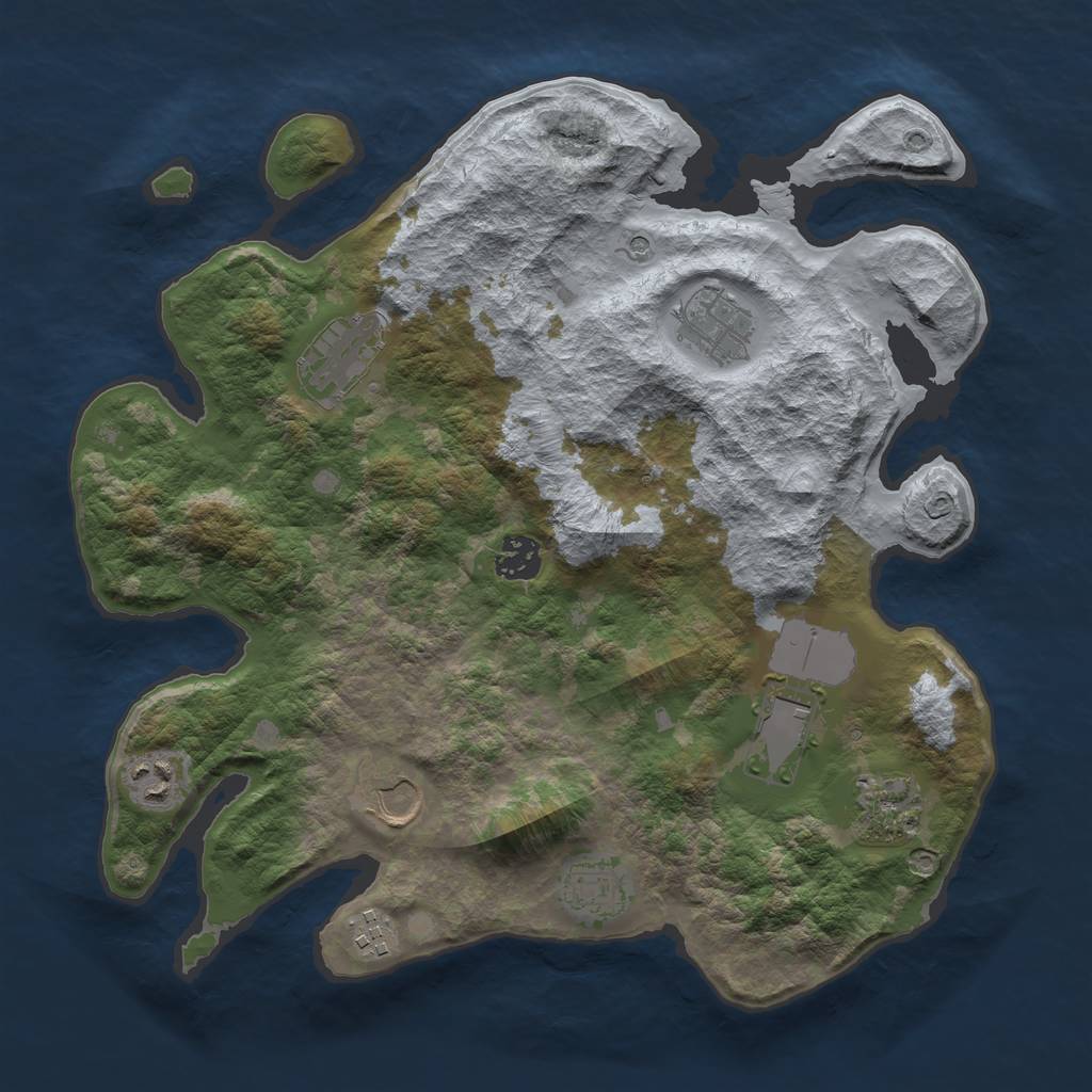 Rust Map: Barren, Size: 3500, Seed: 933098209, 12 Monuments