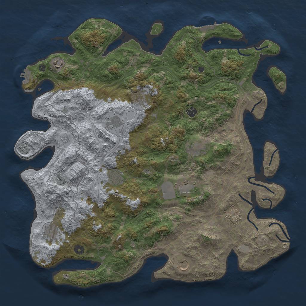 Rust Map: Procedural Map, Size: 4500, Seed: 557955505, 20 Monuments