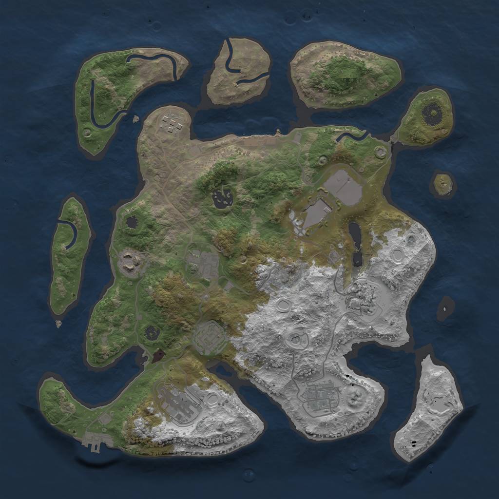 Rust Map: Procedural Map, Size: 3500, Seed: 482179102, 17 Monuments