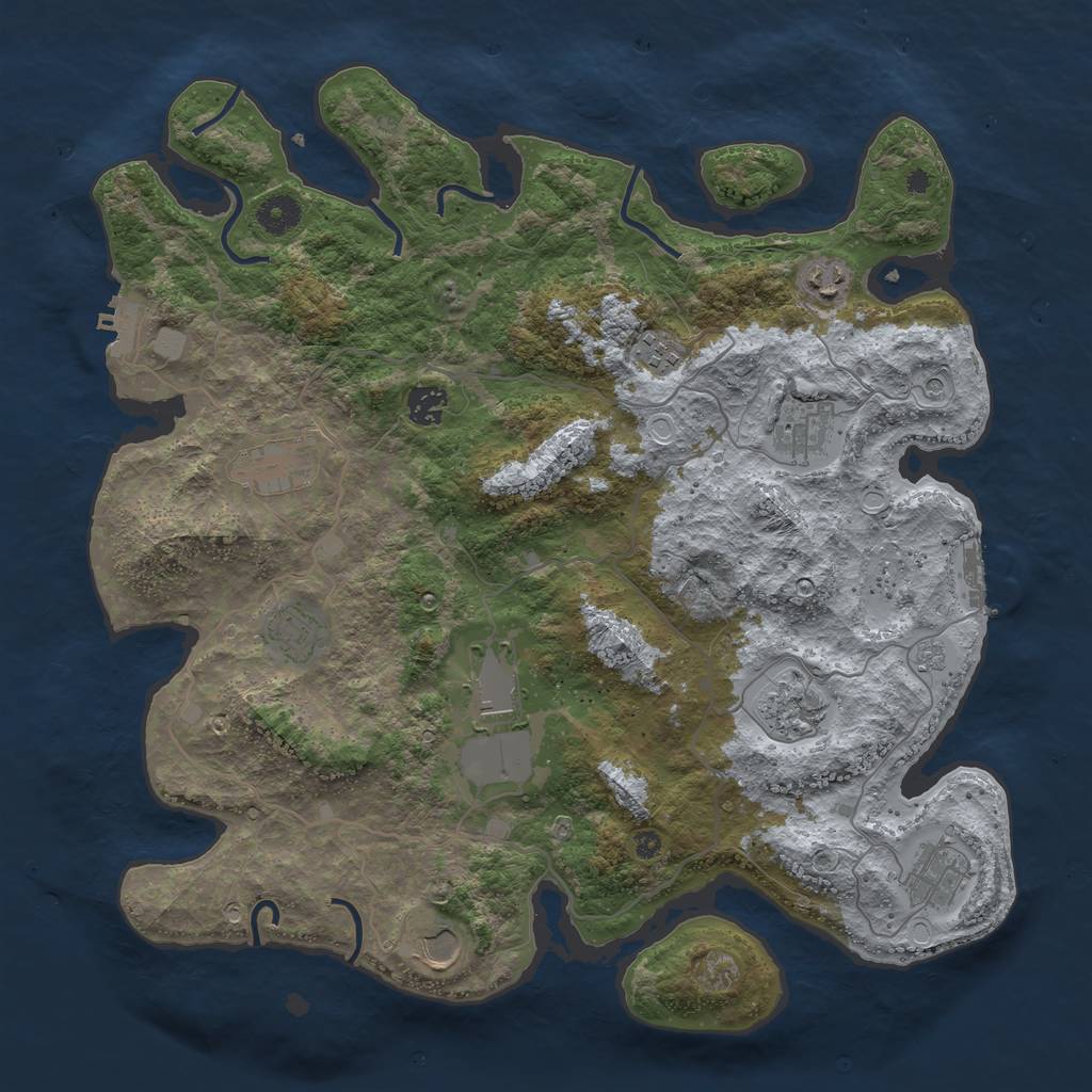 Rust Map: Procedural Map, Size: 4000, Seed: 66612345, 17 Monuments