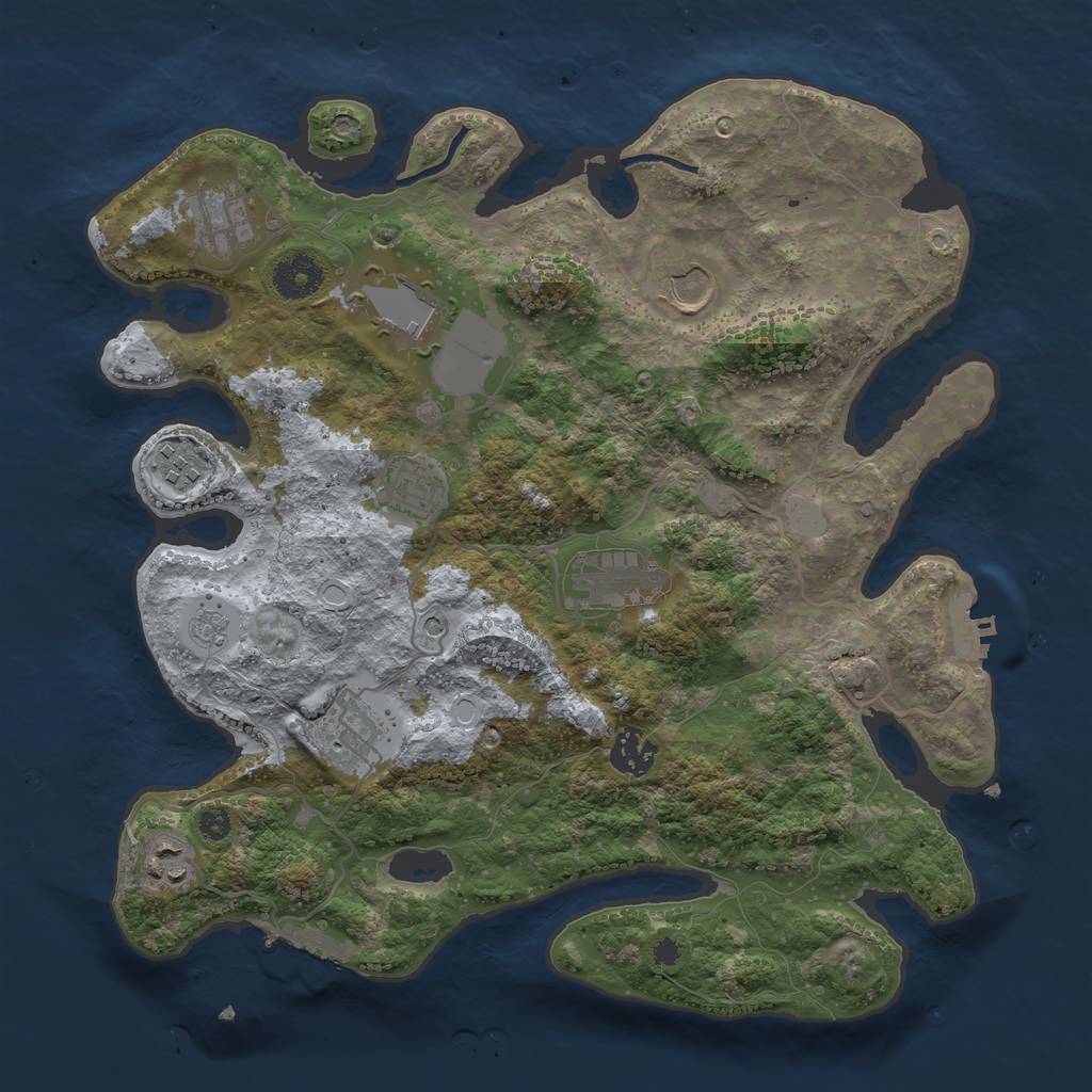 Rust Map: Procedural Map, Size: 3500, Seed: 1507625376, 18 Monuments