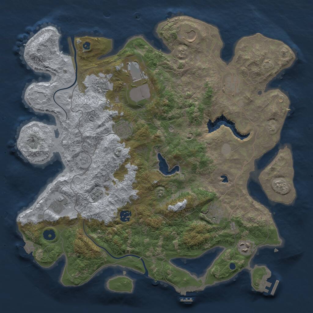 Rust Map: Procedural Map, Size: 4000, Seed: 877800, 16 Monuments